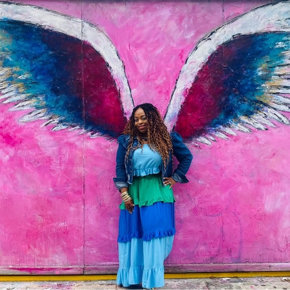 Brand New! Ivy Street Orange Multi Tiered dress with Ties at Shoulder Size 2X. - Picture 2 of 11